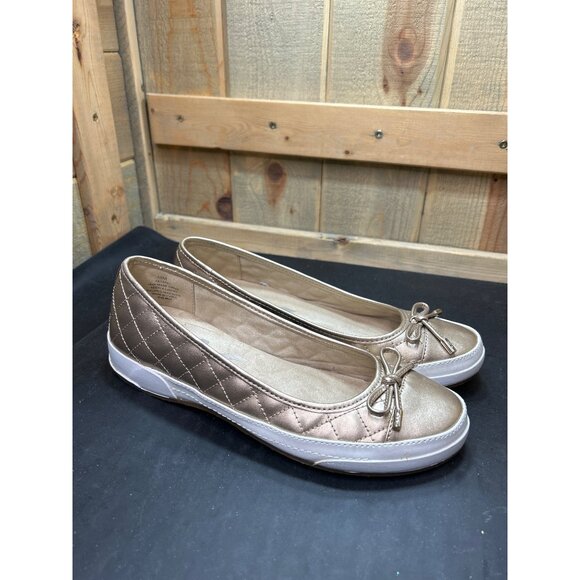 Anne Klein Sport Gold Quilted Ballet Flats Shoes AK Tapio Size 10M - Picture 1 of 7